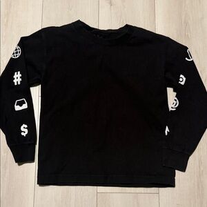Crown Boys Black Graphic Long-Sleeve Kids Tee size S